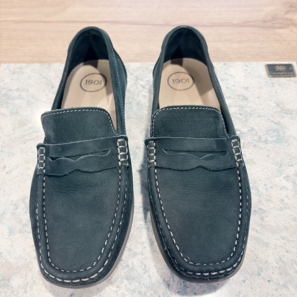 1901 Brand Womens‎ Blue Suede Loafers Rubber Soles Size 35
